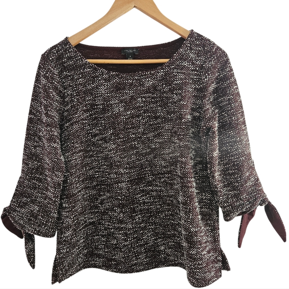 Ann Taylor Factory Knit Top with Tie Sleeves